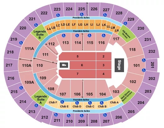 seating chart for Amway Center - Endstage 4 - eventticketscenter.com
