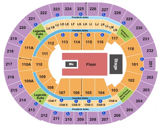 seating chart for Kia Center - Endstage GA Flr 2 - eventticketscenter.com