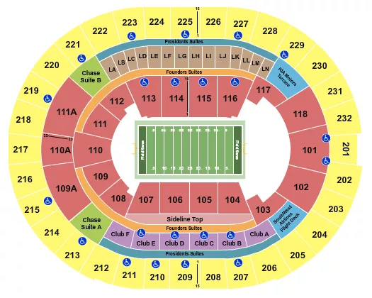 seating chart for Amway Center - Football - Indoors - eventticketscenter.com