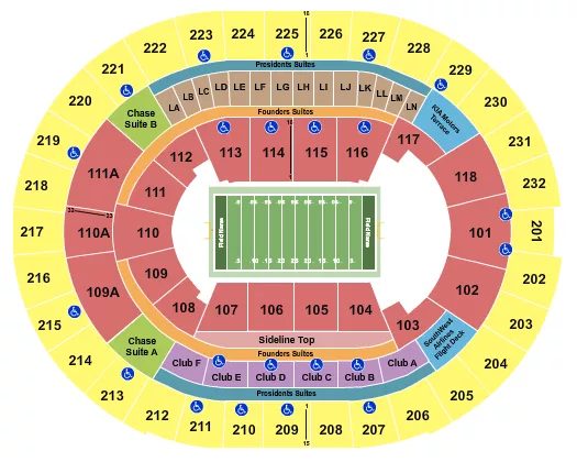 seating chart for Kia Center - Football - Indoors - eventticketscenter.com