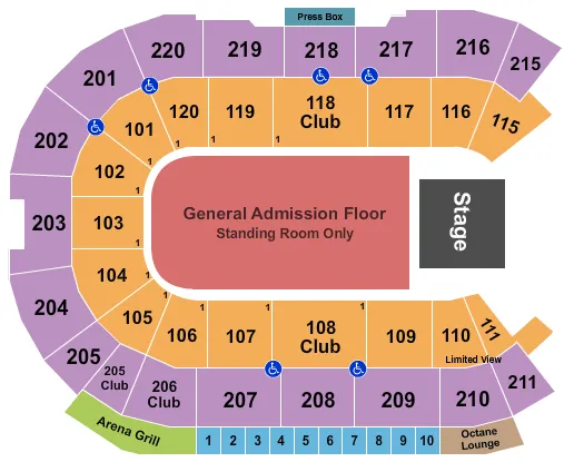 seating chart for Angel of the Winds Arena - End Stage GA Floor - eventticketscenter.com