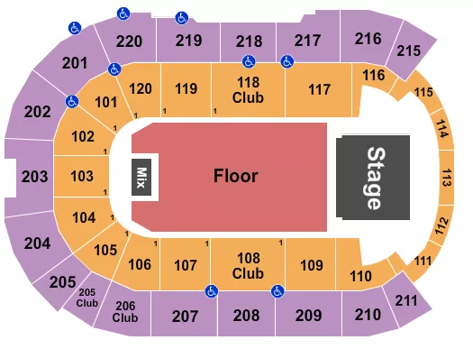 seating chart for Angel of the Winds Arena - Endstage Reserved Floor 2 - eventticketscenter.com