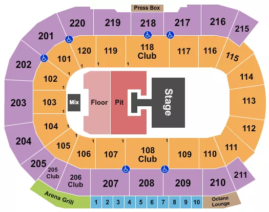 seating chart for Angel of the Winds Arena - Riley Green - eventticketscenter.com