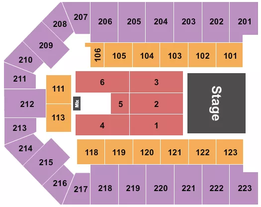 seating chart for Appalachian Wireless Arena - End Stage 5 - eventticketscenter.com