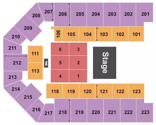 seating chart for Appalachian Wireless Arena - Half House 2 - eventticketscenter.com