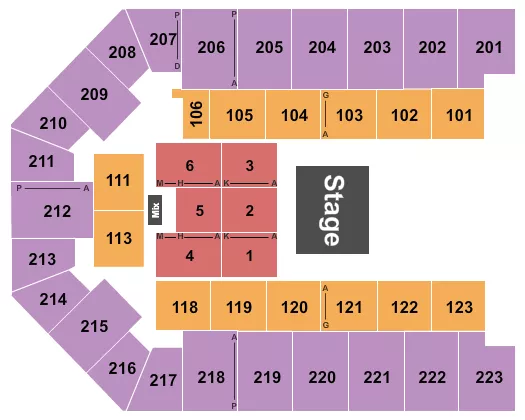seating chart for Appalachian Wireless Arena - Half House 3 - eventticketscenter.com