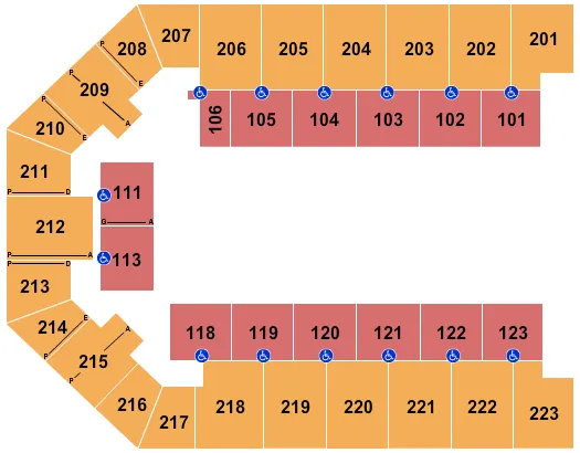 seating chart for Appalachian Wireless Arena - Open Floor - eventticketscenter.com