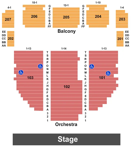 seating chart for Arcada Theatre - End Stage - eventticketscenter.com