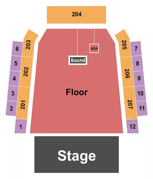 seating chart for Archer Music Hall - Endstage GA/ADA - eventticketscenter.com