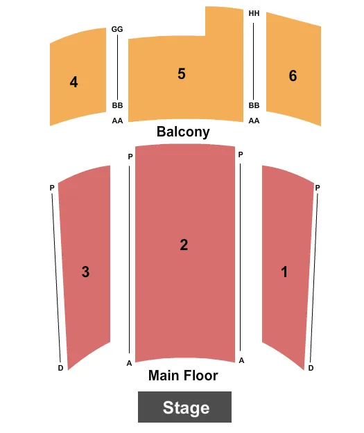 seating chart for The Ariel Theatre at Ann Carson Dater Performing Arts Centre - End Stage - eventticketscenter.com