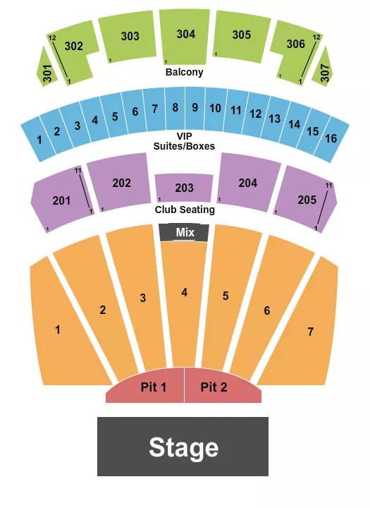 seating chart for Arizona Financial Theatre - Endstage/ Reserved Pit/ No VIP - eventticketscenter.com