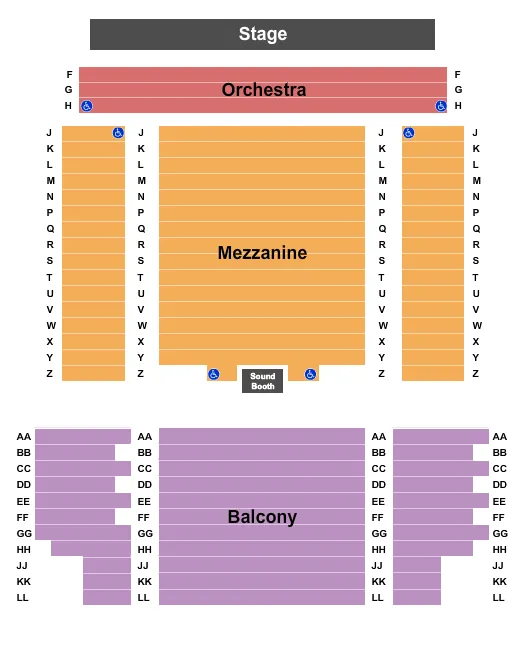 seating chart for Arlington Music Hall - Endstage 4 - eventticketscenter.com