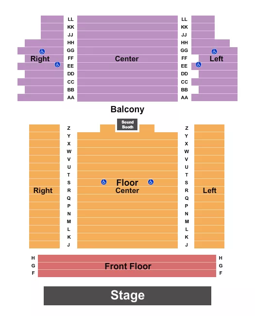 seating chart for Arlington Music Hall - Endstage 4 - eventticketscenter.com
