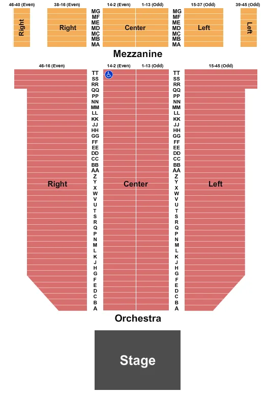 seating chart for Arlington Theatre - End Stage - eventticketscenter.com