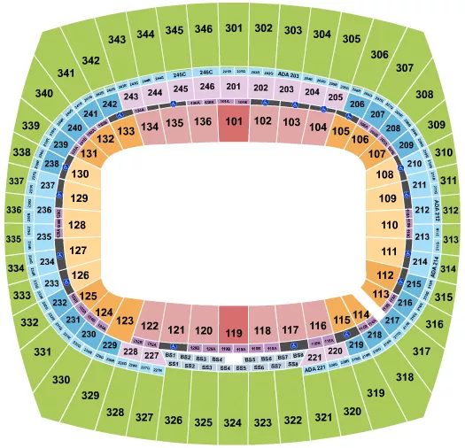 seating chart for Arrowhead Stadium - Open Floor - eventticketscenter.com
