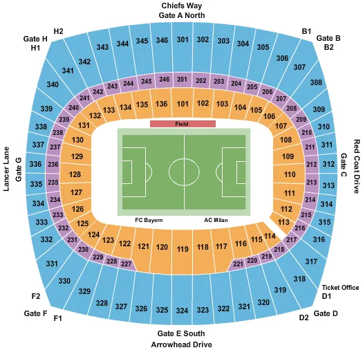 seating chart for Arrowhead Stadium - Soccer 2 - eventticketscenter.com