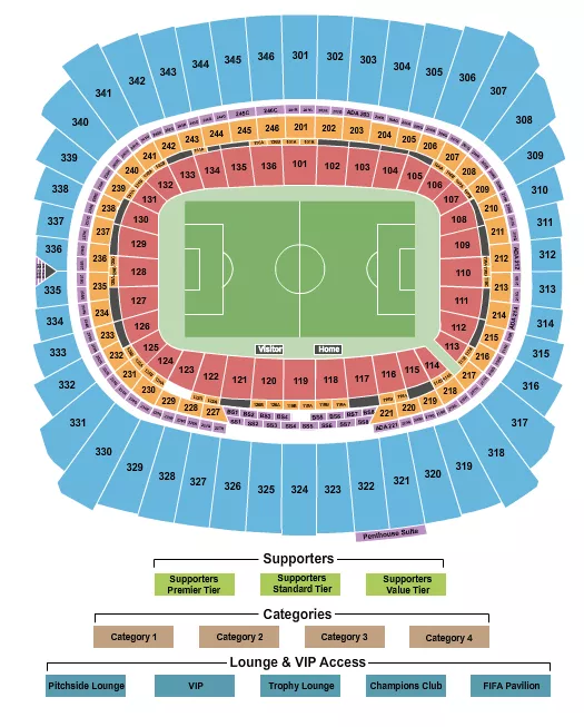 seating chart for Arrowhead Stadium - Soccer RW World Cup - eventticketscenter.com