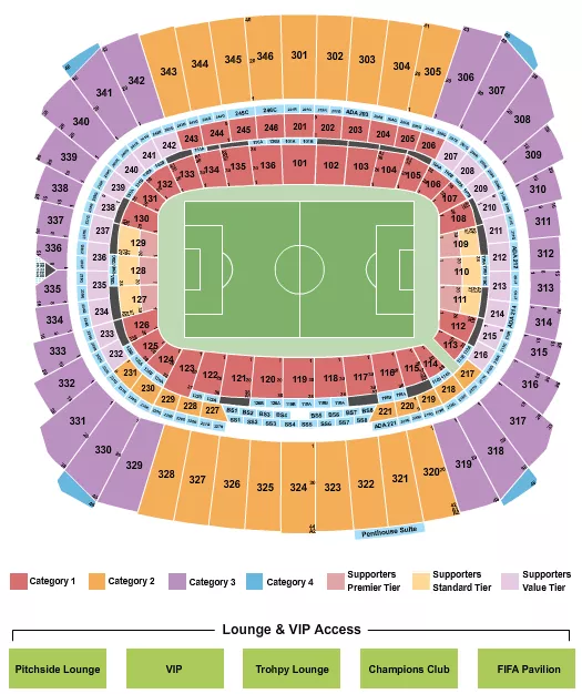 seating chart for Arrowhead Stadium - Soccer WC Category 2 - eventticketscenter.com
