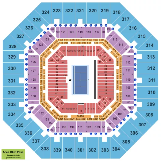 seating chart for Arthur Ashe Stadium - Tennis - eventticketscenter.com