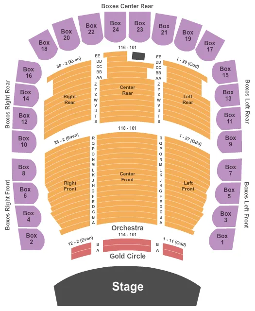 seating chart for Artis-Naples - Hayes Hall - eventticketscenter.com