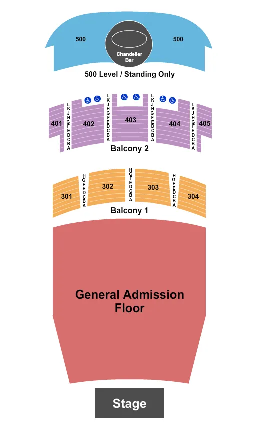 seating chart for The Midland Theatre - MO - Endstage GA 2 - eventticketscenter.com