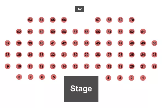 Endstage Tables Seating Chart at Atlantis Resort Casino. The chart shows the main floor/stage with seating options surrounding it, which are color coded