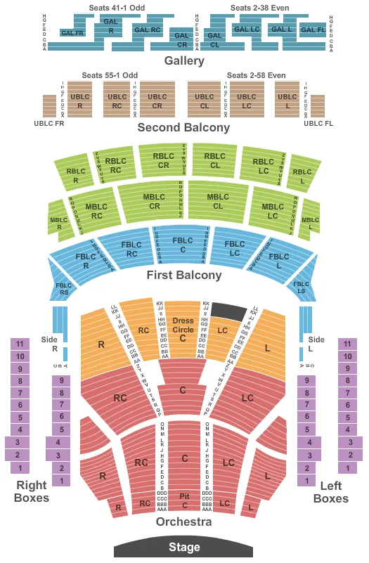 seating chart for Auditorium Theatre - IL - End Stage - eventticketscenter.com