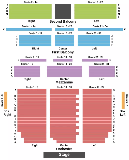 seating chart for Augusta Imperial Theatre - End Stage - eventticketscenter.com