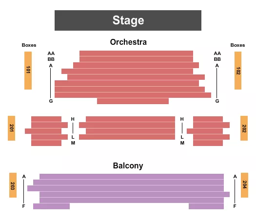seating chart for Aurora Theatre - GA - End Stage - eventticketscenter.com