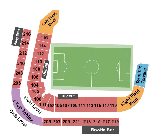 seating chart for Autozone Park - Soccer - eventticketscenter.com