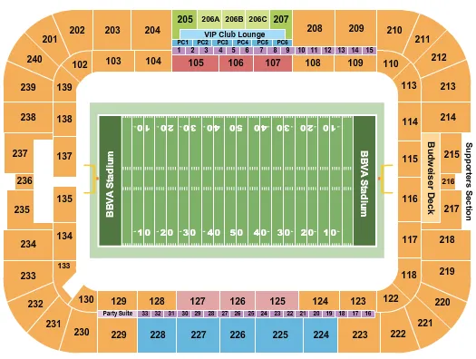 seating chart for Shell Energy Stadium - Football 2020 - eventticketscenter.com