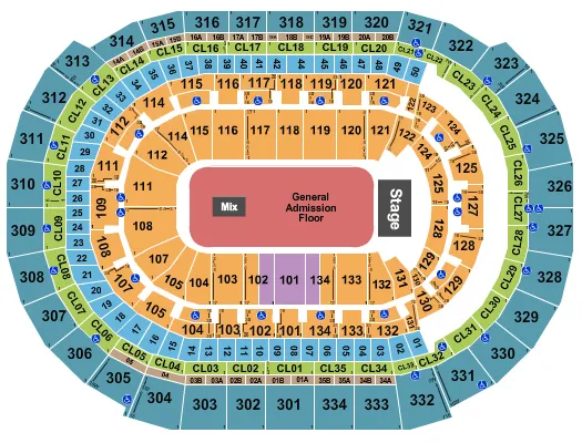 seating chart for Amerant Bank Arena - End Stage GA - eventticketscenter.com