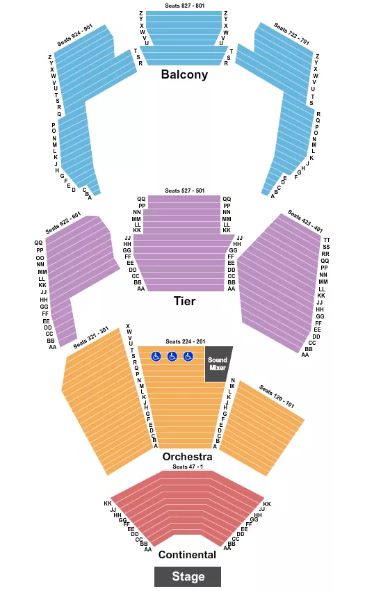 seating chart for BJCC Concert Hall - End Stage - eventticketscenter.com