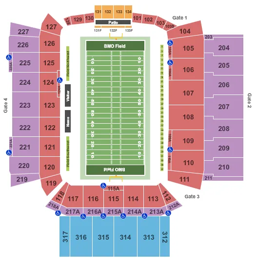 seating chart for BMO Field - Football - eventticketscenter.com