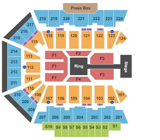 seating chart for BMO Harris Bank Center - WWE 2 - eventticketscenter.com
