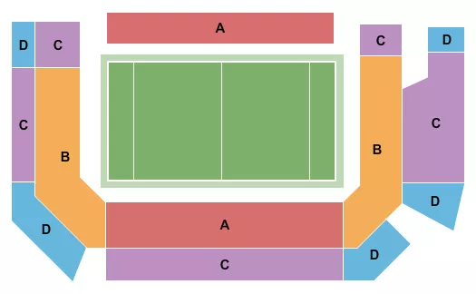 LA28 - Flag Football Seating Chart at BMO Stadium. The chart shows the main floor/stage with seating options surrounding it, which are color coded