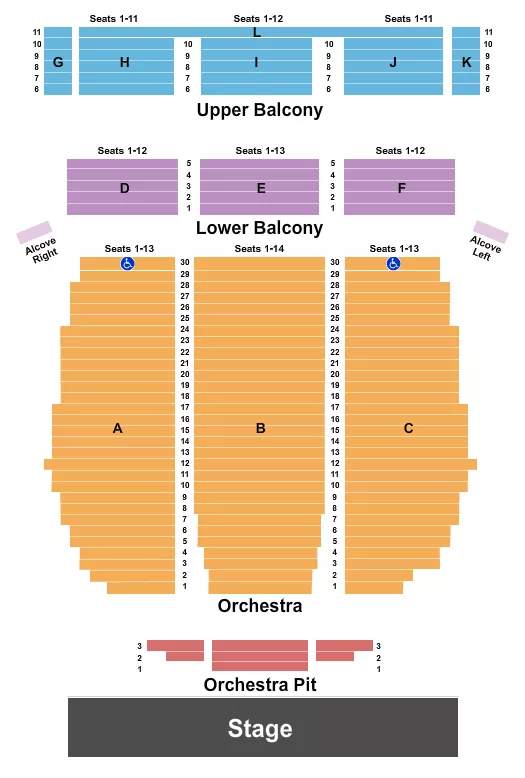 seating chart for Bakersfield Fox Theater - End Stage - eventticketscenter.com