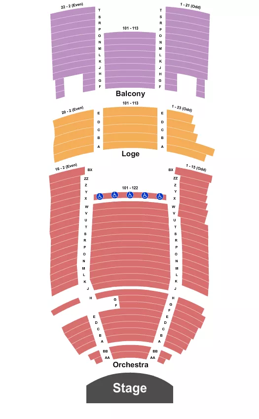 seating chart for Balboa Theatre - San Diego - End Stage - eventticketscenter.com