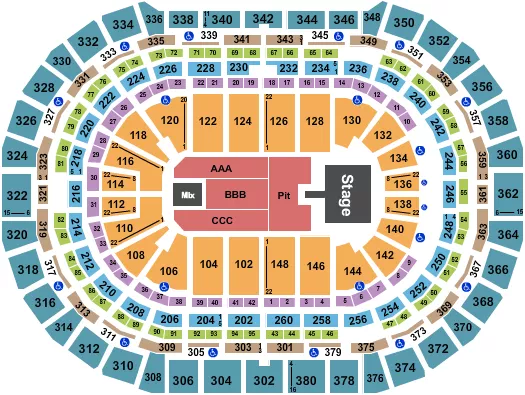 seating chart for Ball Arena - Breaking Benjamin - eventticketscenter.com
