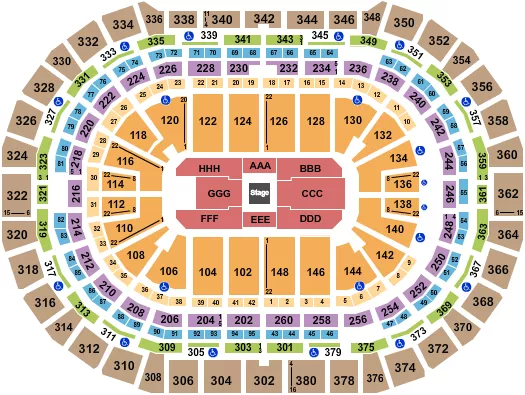 seating chart for Ball Arena - Center Stage 1 - eventticketscenter.com