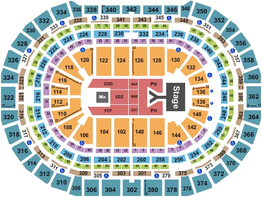 seating chart for Ball Arena - Dan and Shay - eventticketscenter.com