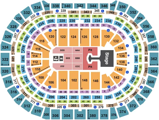 seating chart for Ball Arena - Disturbed - eventticketscenter.com