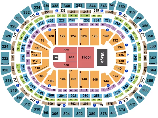 seating chart for Ball Arena - Endstage 7 - eventticketscenter.com