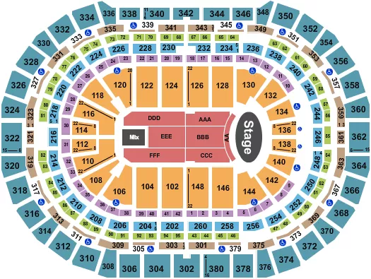 seating chart for Ball Arena - Endstage 8 - eventticketscenter.com