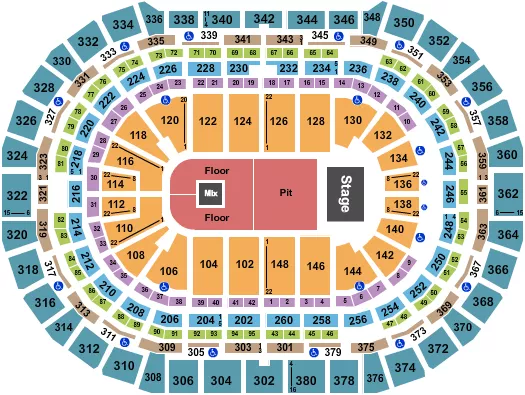 seating chart for Ball Arena - Endstage Floor/Pit - eventticketscenter.com