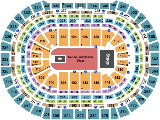 seating chart for Ball Arena - Endstage GA 2 - eventticketscenter.com