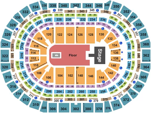 seating chart for Ball Arena - Endstage GA Floor w/ Catwalk - eventticketscenter.com