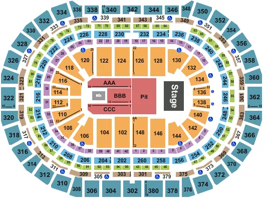 seating chart for Ball Arena - Endstage Pit - eventticketscenter.com