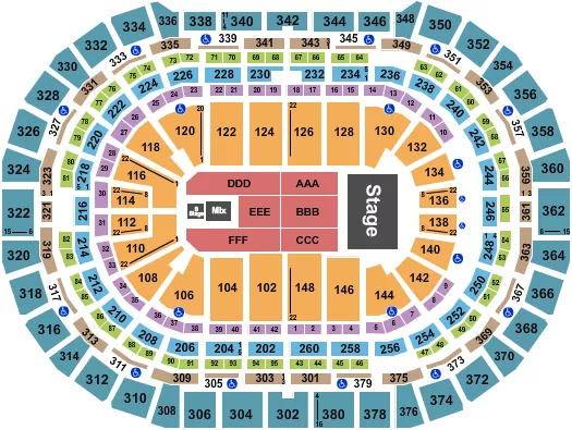 seating chart for Ball Arena - Endstage with B Stage - eventticketscenter.com