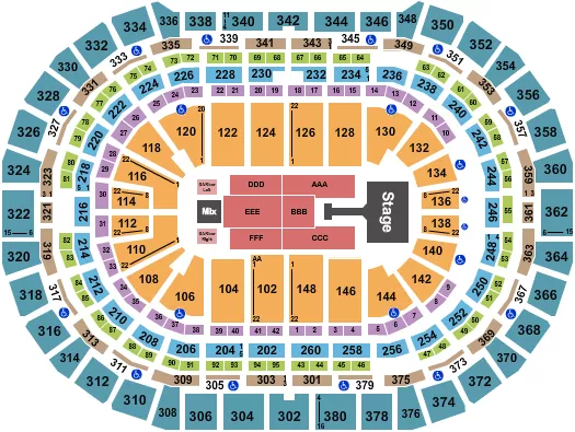 seating chart for Ball Arena - Jonas Brothers 2025 - eventticketscenter.com